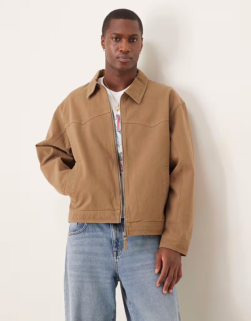 

Свободная куртка-тренер ASOS DESIGN светло-коричневого цвета