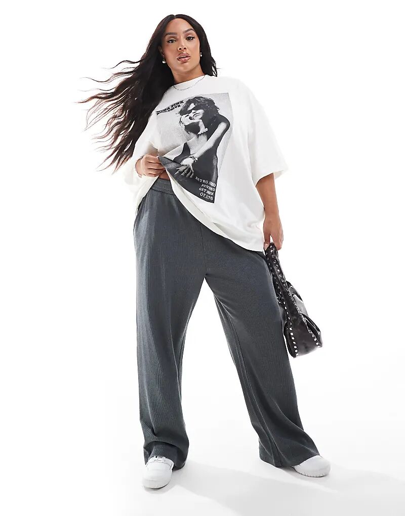 

Широкие брюки из вафельной ткани цвета стираного угля - CHARCOAL ASOS