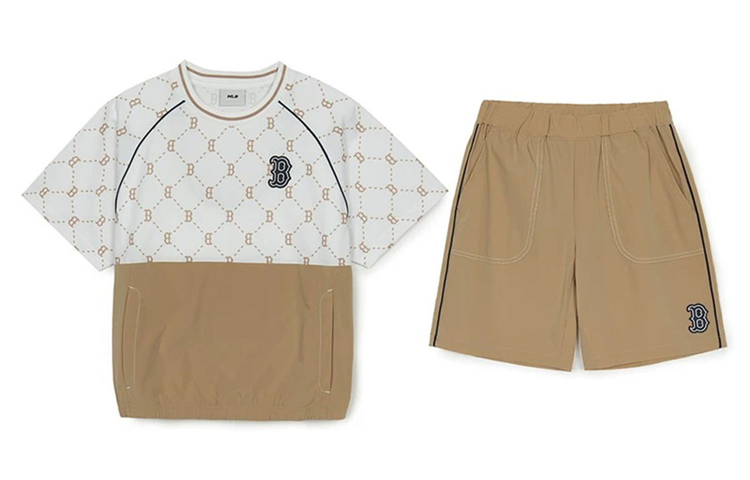 

MLB Повседневный спортивный костюм MONOGRAM коллекция Boston Red Sox комплект из 2 предметов бежевый желтый для детей 3-7 лет