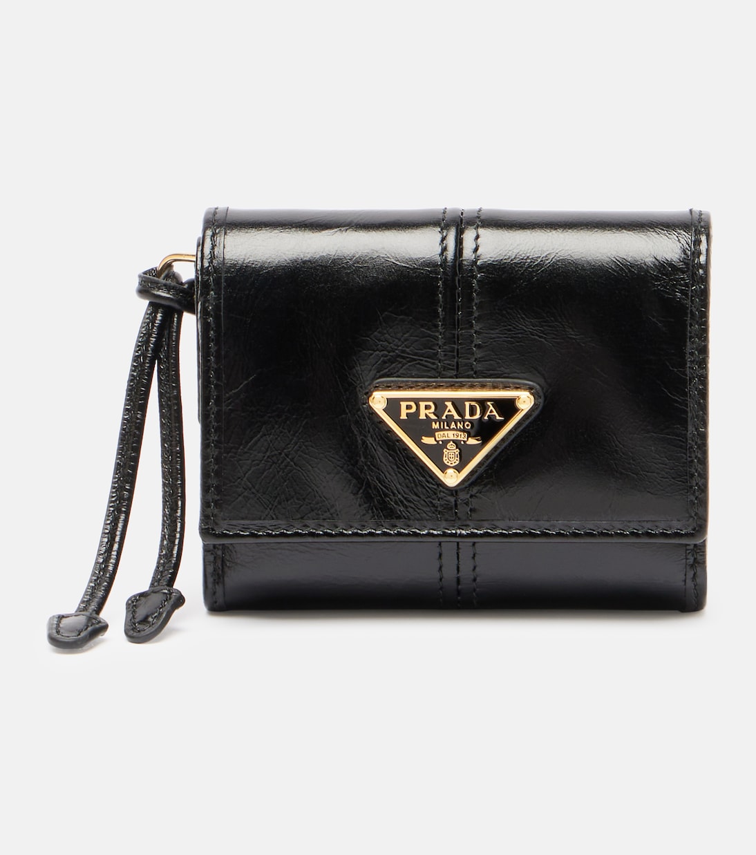 

Кожаный кошелек с логотипом Prada, черный