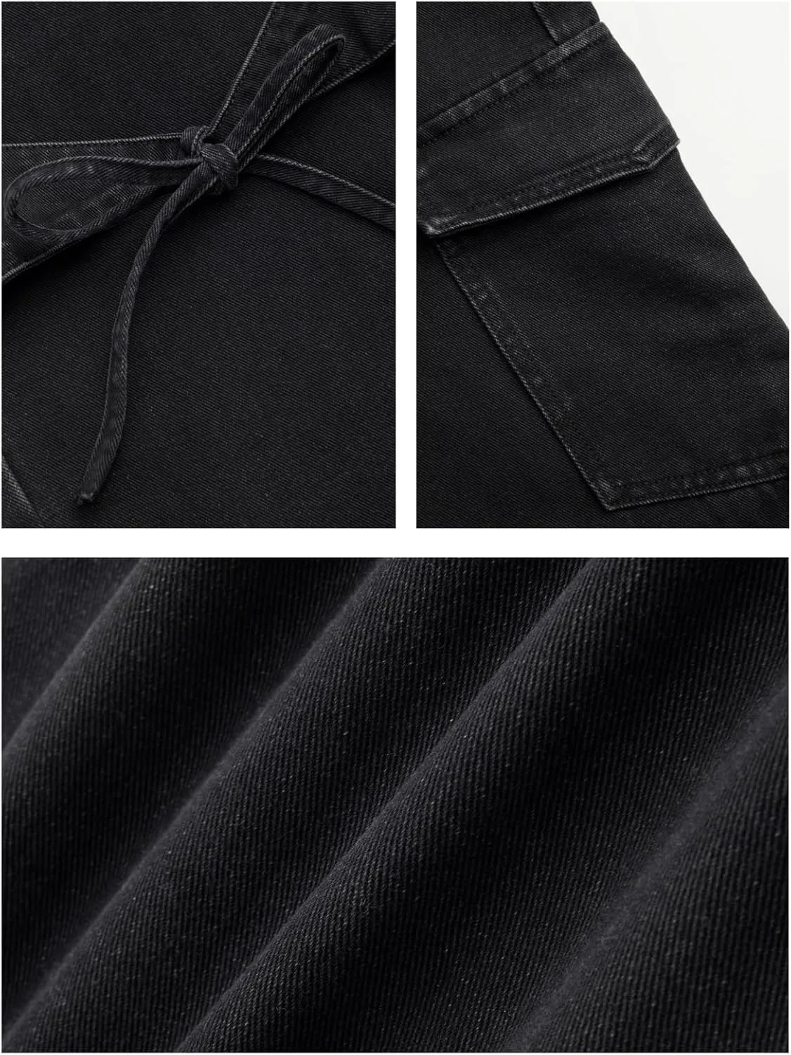 Брюки-джинсы Baggy для женщин Y2K Wide Straight Leg Mid Rise с бантами — фото 4