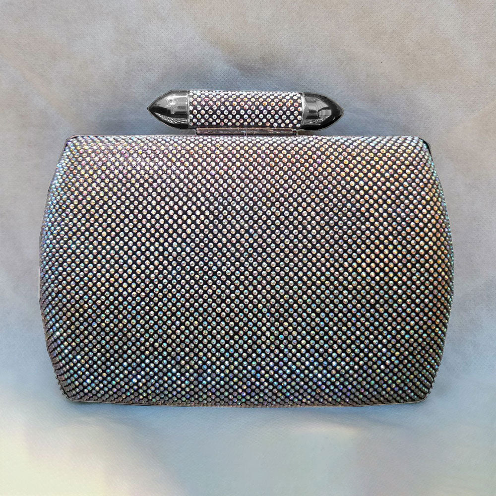 

Блестящий инкрустированный структурированный вечерний клатч FASHNZFAB
