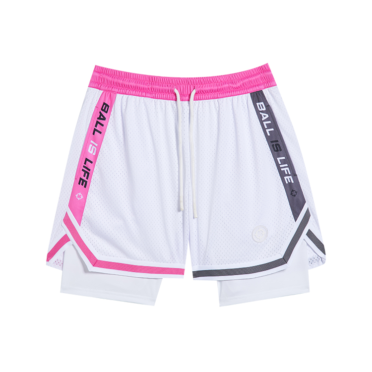 

Спортивные трикотажные компрессионные шорты с имитацией двухсоставности Unisex RIGORER, чисто белый