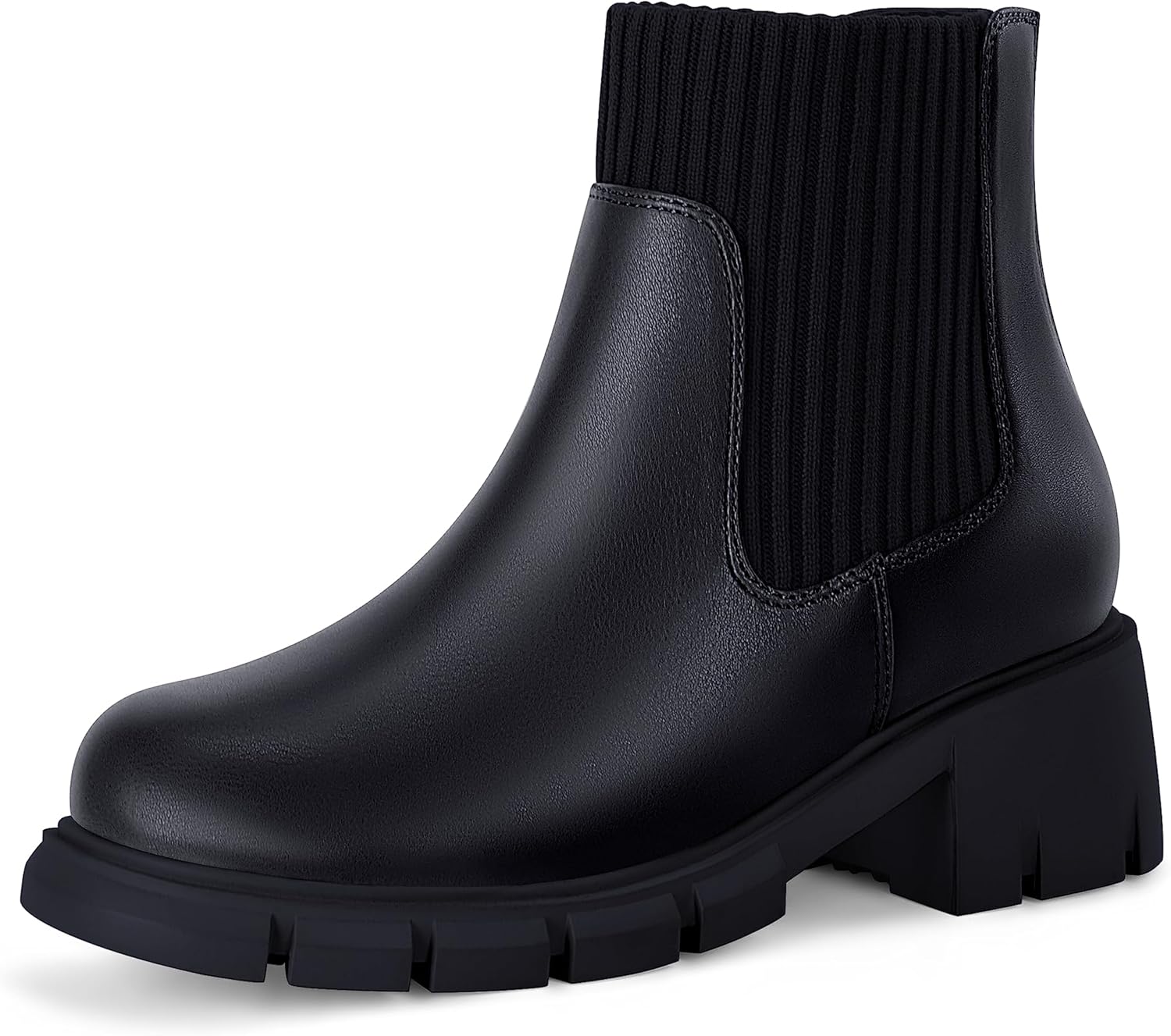 

Детские ботинки Coutgo, ботильоны на молнии сзади, с круглым носком, Челси, на платформе, с эластичной вставкой, короткие ботинки-снегоступы для маленьких и больших детей, Black