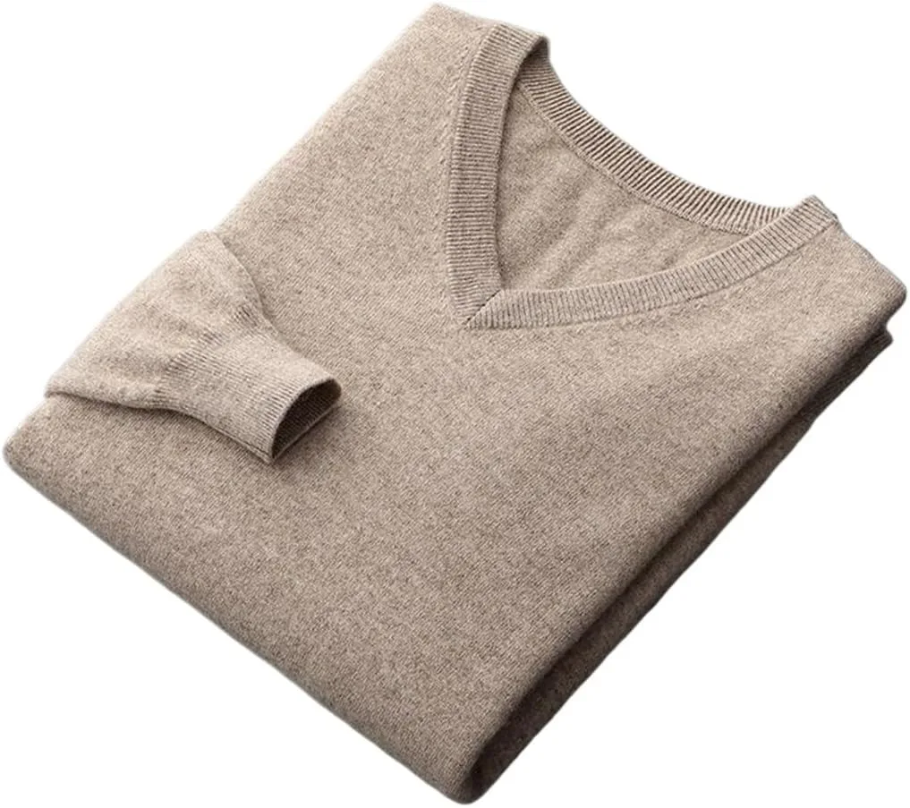 

Кашемировый свитер мужской V-образный вырез свободный покрой DFWZMQTG