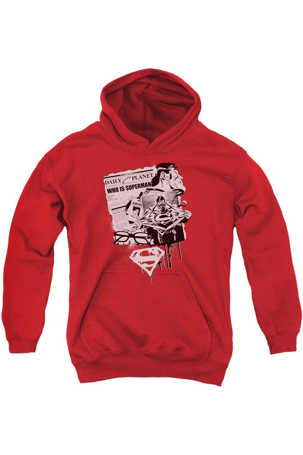 

Молодежная толстовка с капюшоном Superman Identity Gildan, красный