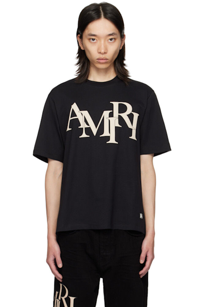 

Черная футболка Amiri с шахматным узором