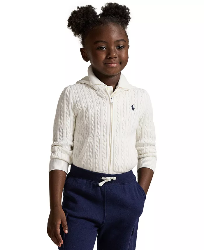 

Детская худи с молнией Mini-Cable для девочек 2T-6X Polo Ralph Lauren, белый