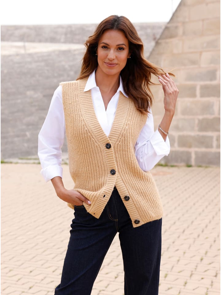 

WITT WEIDEN Вязаный жилет верблюжьего цвета