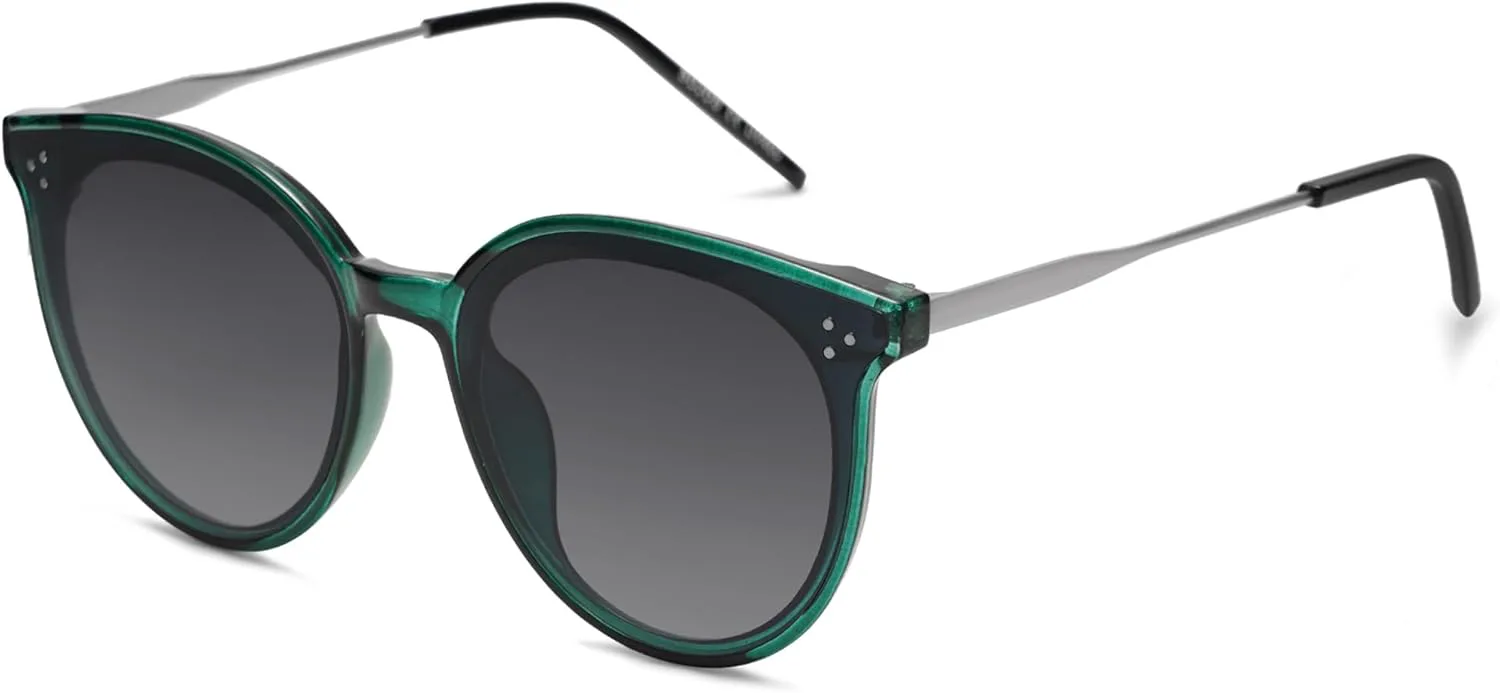 

SOJOS Классические модные круглые солнцезащитные очки для женщин и мужчин, большие, с защитой от УФ-излучения UV400, для отдыха, модель SJ2068, Green/Grey