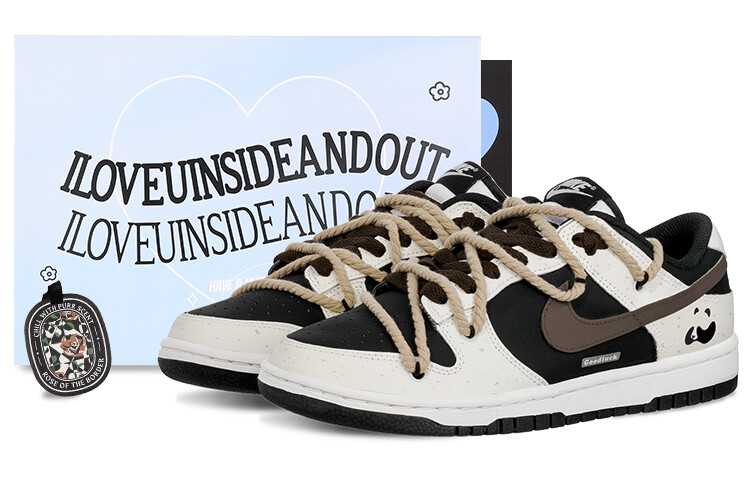 

Кроссовки Nike Dunk Skateboarding Shoes Men Low-top Black/White/Brown, цвет Coffee