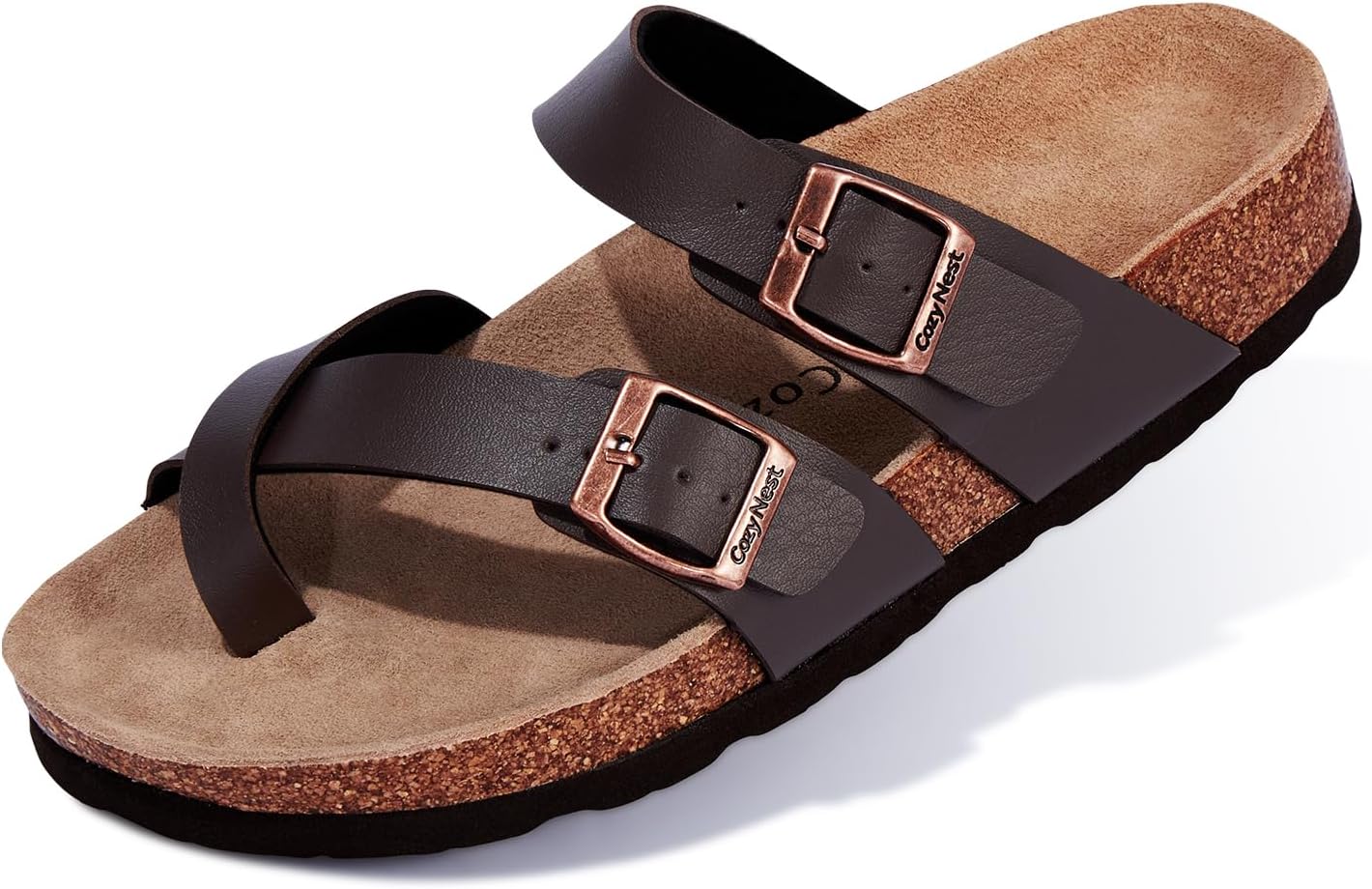 

Сандалии CozyNest Glow с регулируемой застежкой для женщин и мужчин, с поддержкой свода стопы на пробковой подошве, для летнего использования внутри дома и на улице Cozynest Step In Stress Out, коричневый