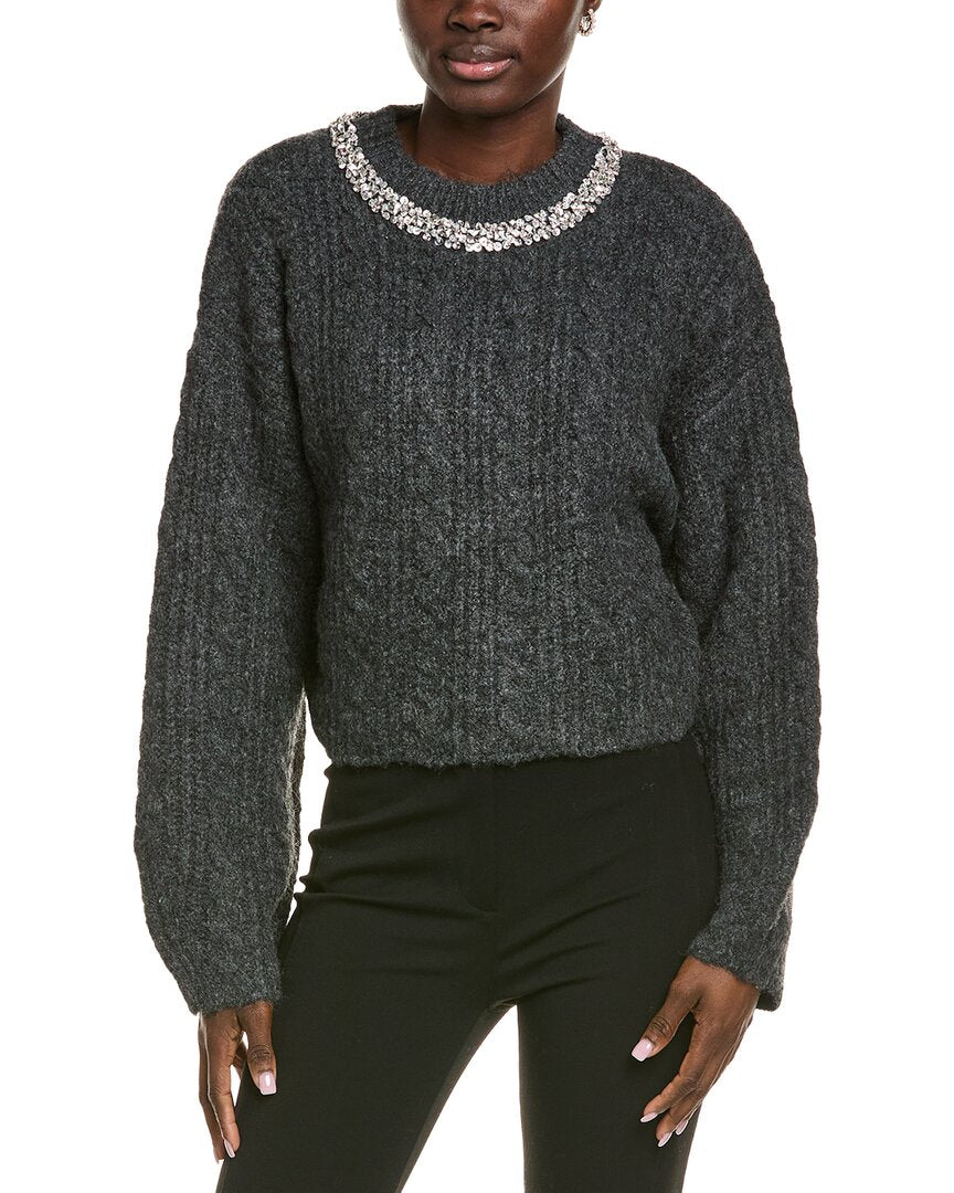 

Толстый шерстяной свитер с вышитыми драгоценными камнями Endless Rose Endless Rose, серый