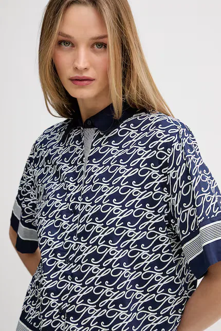 Рубашка из хлопка с шелком SUMMER Tommy Hilfiger, синий — фото 4