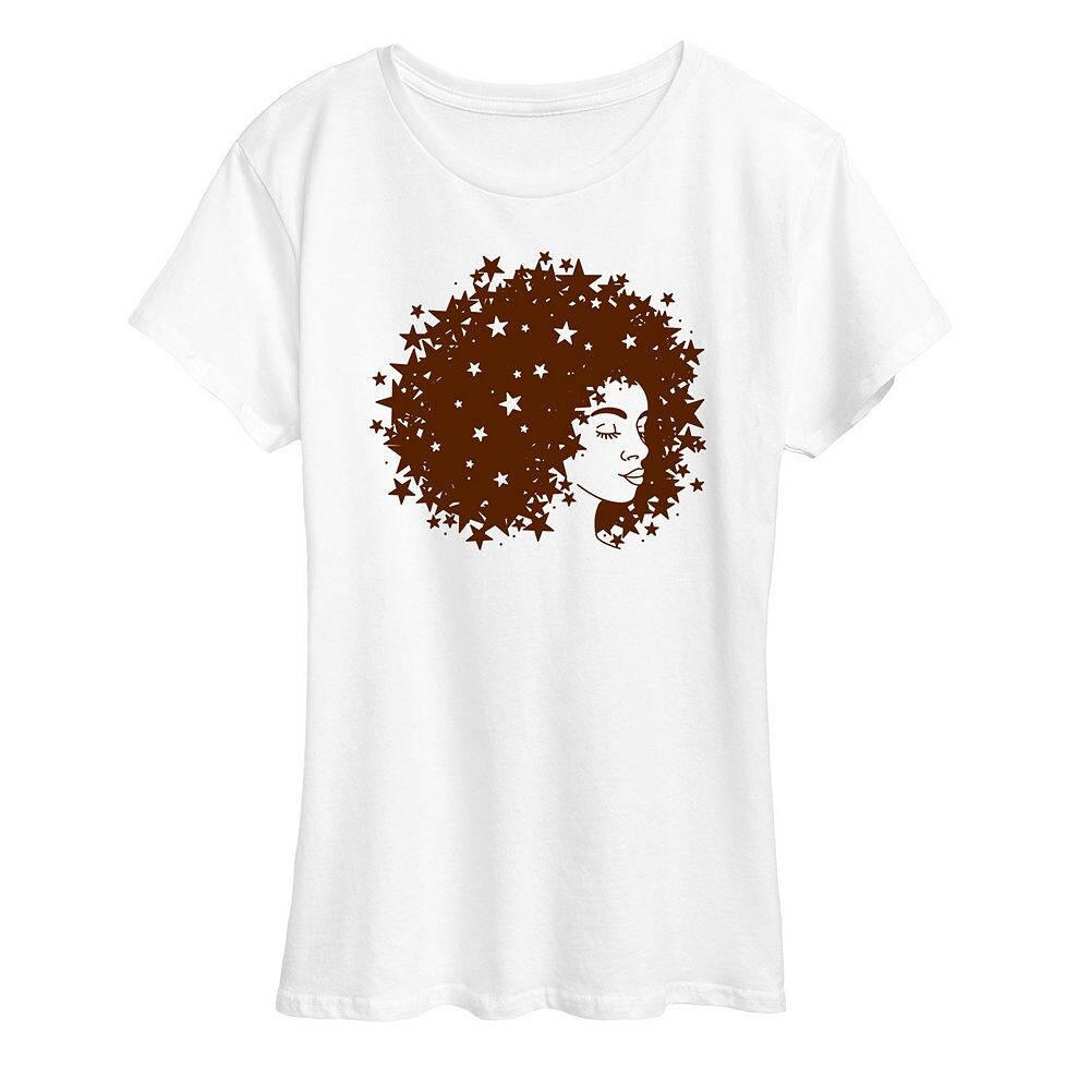 

Женская футболка с рисунком Starry Afro Woman Licensed Character, белый