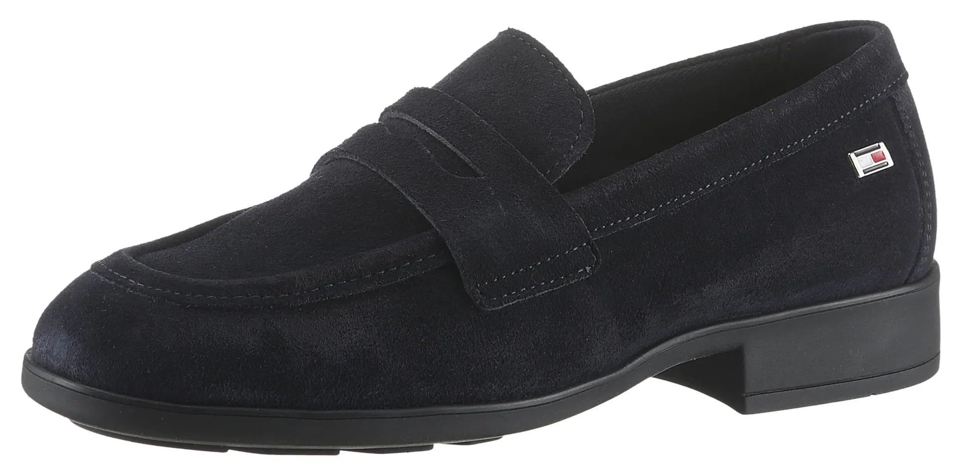 

Лоферы Tommy Hilfiger "FLAG SUEDE CLASSIC LOAFER", тапочки, слипоны, полуботинки с логотипом-флажком сбоку, синий