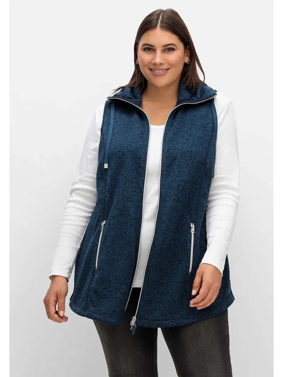 

Длинный жилет Sheego "больших размеров", меланжевого цвета, легкого А-силуэта, синий