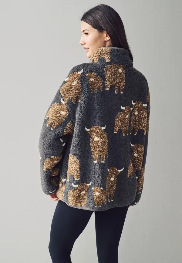 Джемпер флисовый Borg half zip fleece jumper Next, цвет угольно-серый — фото 3