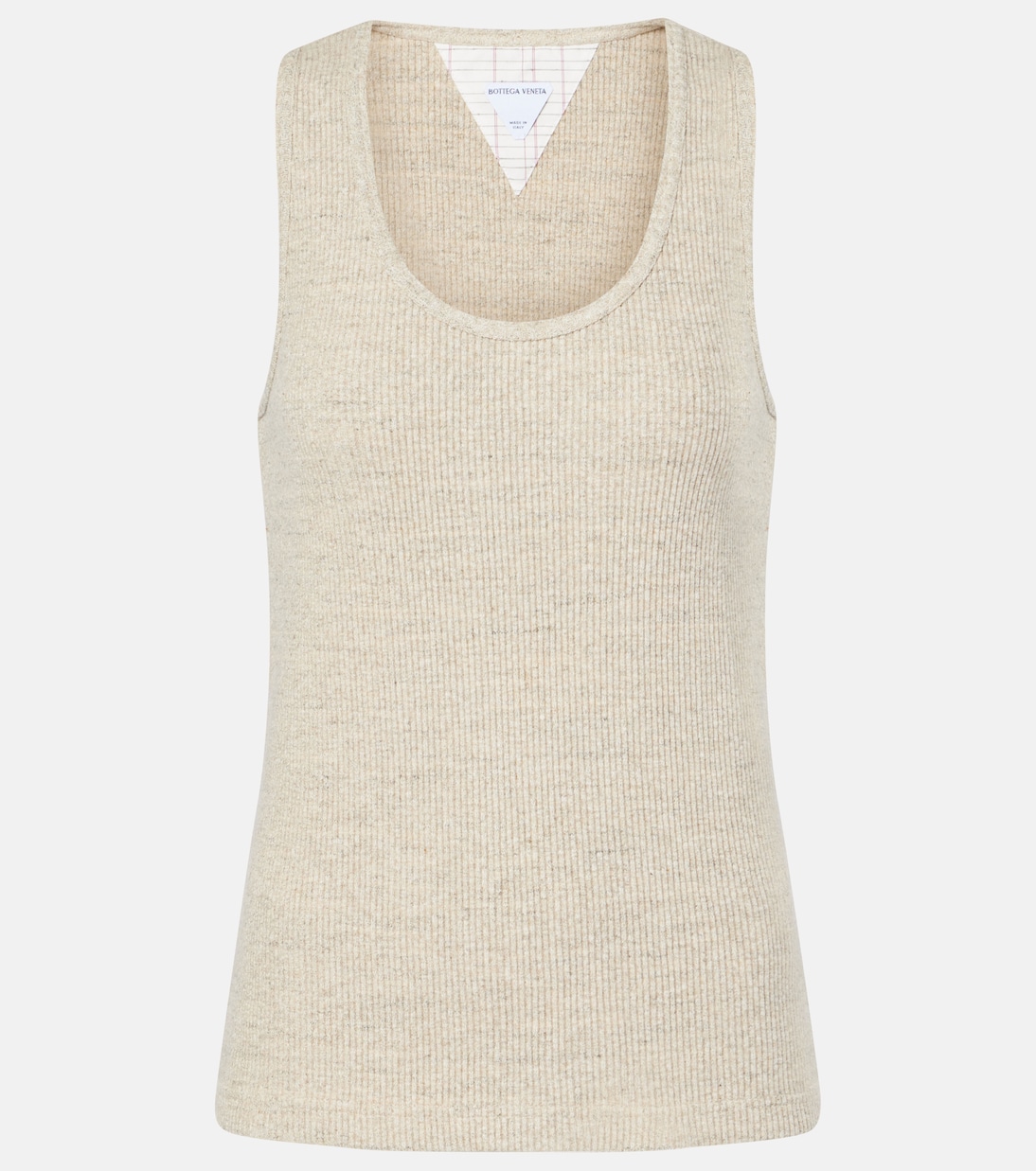 

Рибленый хлопковый джемпер-майка Bottega Veneta, Light Beige Melange