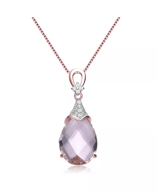 

Колье-Капля из стерлингового серебра 18 карат с покрытием из розового золота и цветными кубическими цирконами Genevive, pink