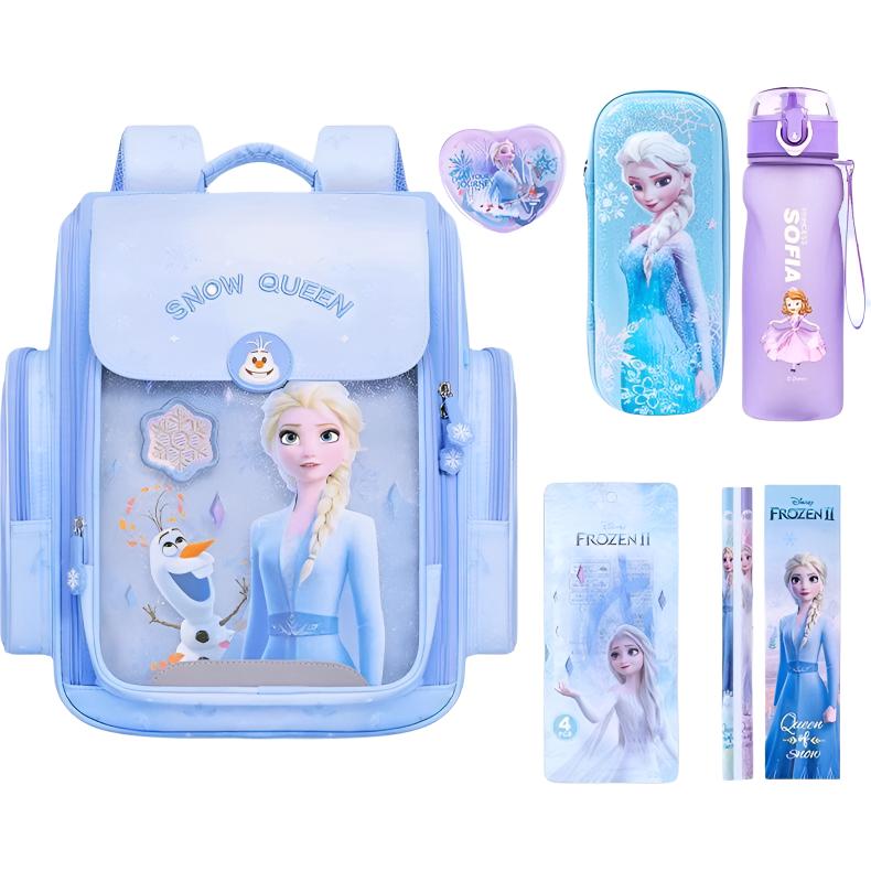 

Disney Полиэстеровый вместительный рюкзак для школьников с молнией, Blue+Stationery+Summer Cup