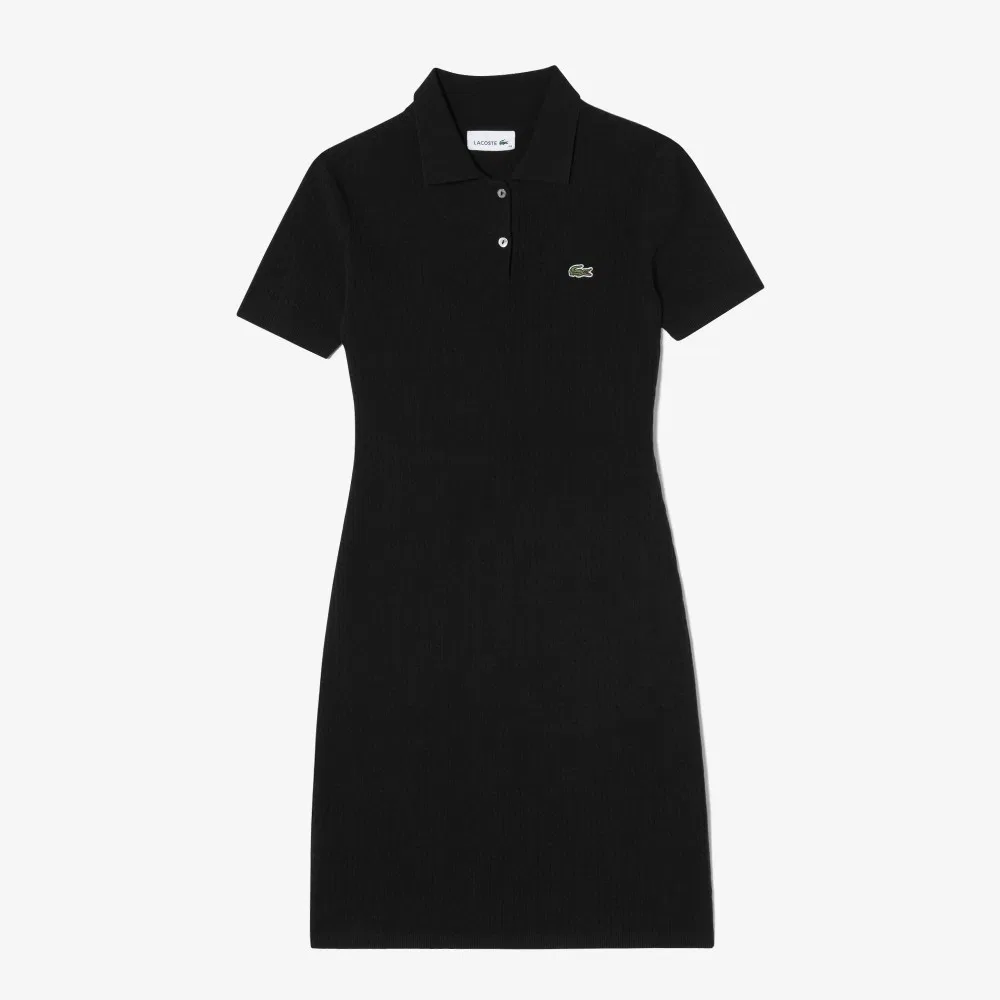 Платье-свитер Lacoste, вязаное, черное — фото 4