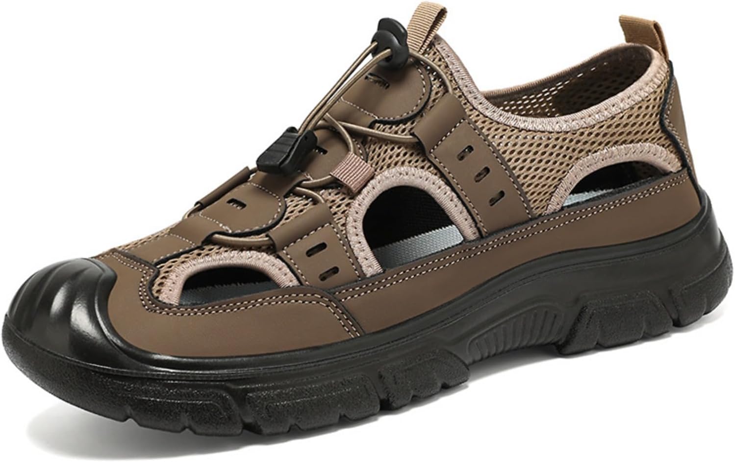 

Мужские походные сандалии - дышащие закрытые водонепроницаемые обувь для улицы, легкая подошва из ПВХ, удобная модель с легким надеванием для походов в горы и повседневных приключений Azttoztto, кофейный