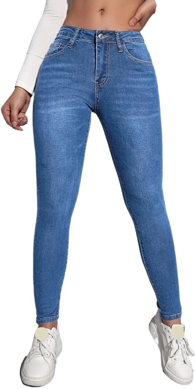 Женские джинсы с молнией Generic, Medium Wash