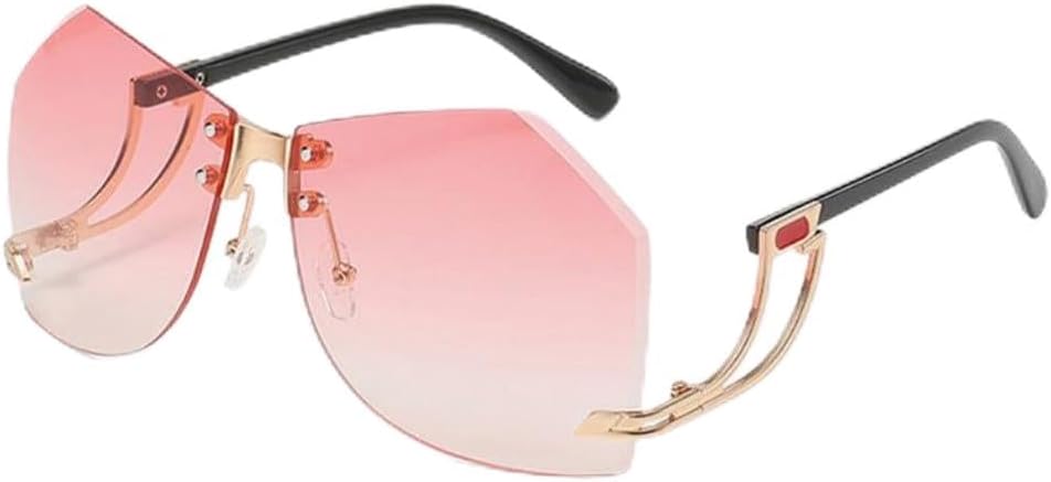 

Прозрачные солнцезащитные очки без оправы с большими линзами неправильной формы и градиентным переходом цвета для женщин. Модные солнцезащитные очки HYYZZC, Gradient Pink