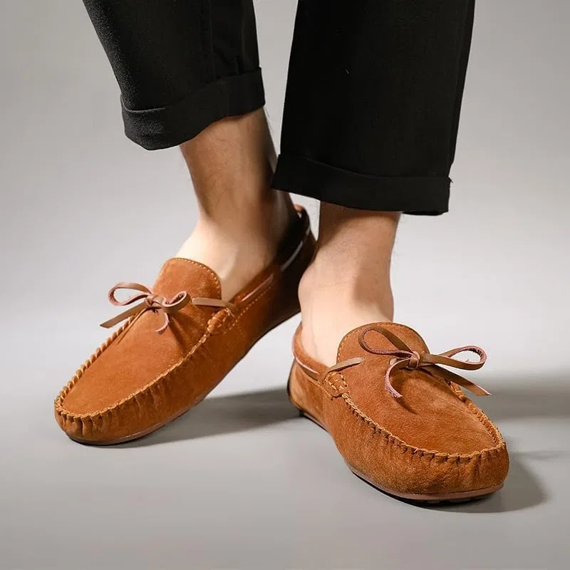 Лоферы замшевые Mens Loafers Shoe Boat Shoes Round Toe Suede Vamp Moccasins Shoes Slip Resistant Comfortable Flexible Walking Wedding Slip-ons, Желтый PUGHGAETZF — фото 4