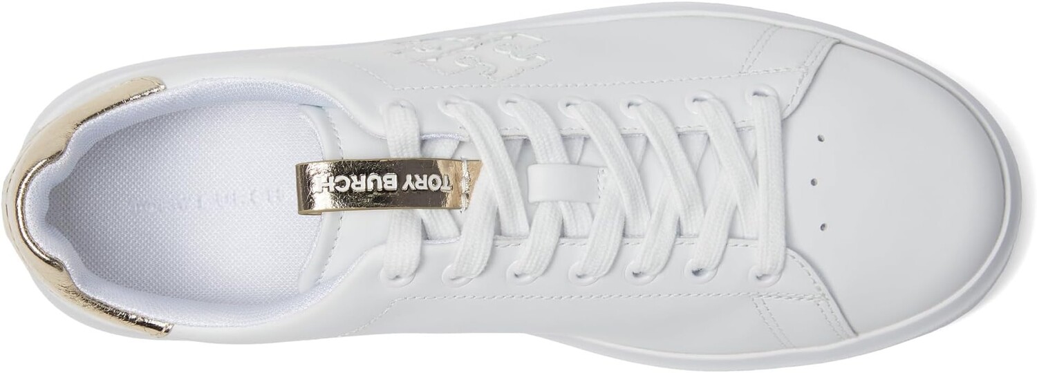 Кроссовки Double T Howell Court Tory Burch, цвет Titanium White/Spark Gold — фото 2