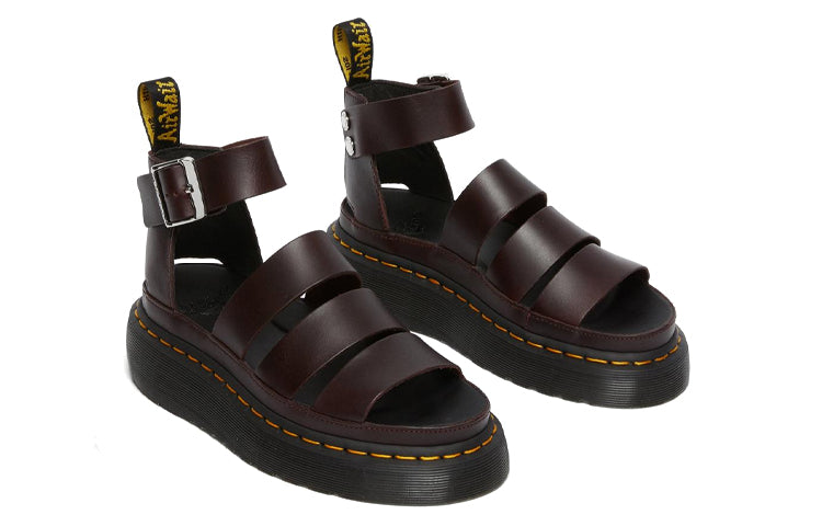 Сандалии (WMNS) Dr. Martens Clarissa II Atlas Quad Leather Platform Sandals 'Oxblood', коричневый — фото 4