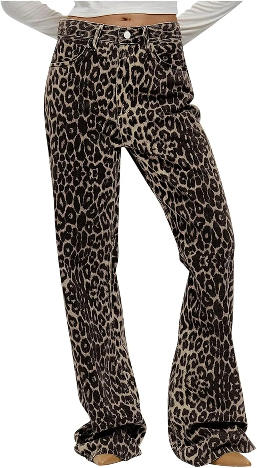 

Джинсы Y2k Leopard Wide Leg Mid Rise Boyfriend Loose Fit