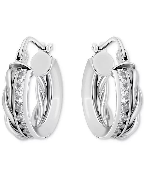 

Двухрядные серьги-кольца с закрепкой и витыми кубическими цирконами из стерлингового серебра, 0,59 дюйма, эксклюзивно в Macy's (также доступны из стерлингового серебра с покрытием из 18-каратного золота) Giani Bernini, gold