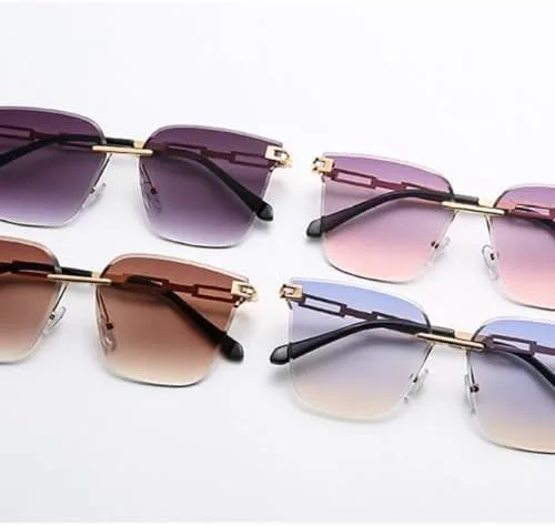 

Большие солнцезащитные очки 2027 года для женщин, модные женские солнцезащитные очки без оправы, серые, для вождения, защита от УФ-излучения UV400 MTZJH, Grey Pink