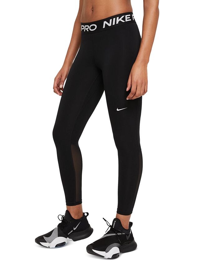 

Женские леггинсы со средней посадкой и сетчатыми вставками Pro Nike, цвет Black