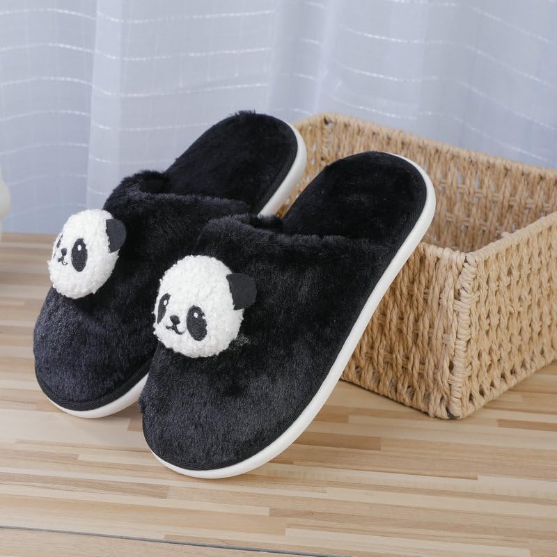 Домашние тапочки UNMULFC Panda, теплые сандалии для спальни, пушистые мягкие милые шлепки, шлепанцы с платформой для дома и улицы, для женщин и мужчин, мультиколор — фото 2