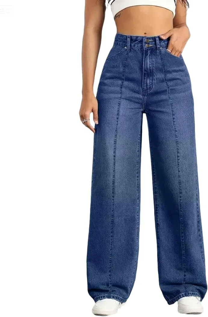 

COTECRAM женские джинсы wide leg high waisted stretchy straight leg