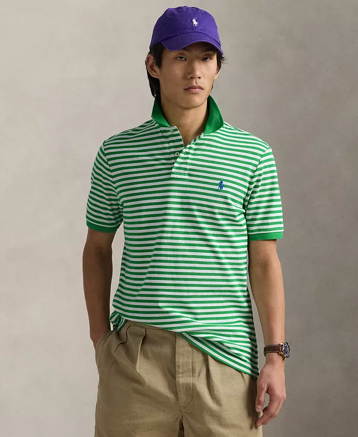 

Мужская классическая рубашка-поло в полоску из сетки Polo Ralph Lauren, зеленый