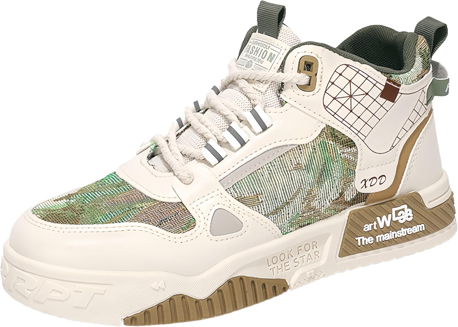 

Мужские высокие легкие спортивные кроссовки - удобный верх, модные плетеные шнурки, противоскользящая и прочная подошва, стабильная посадка Clolinde, зеленый