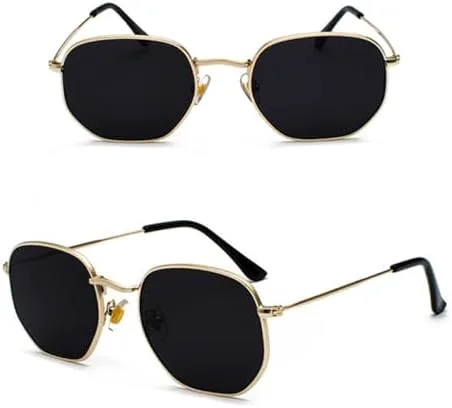 

Солнцезащитные очки для мужчин и женщин, квадратная многоугольная форма, ретро-оправа, металлический каркас, защита от УФ-излучения TOP UV400 MTZJH, C04 Gold Pink