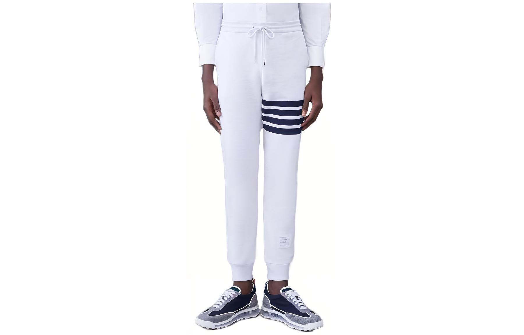 

Классические спортивные брюки с 4 полосами Loopback THOM BROWNE, белый