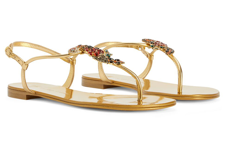 Тропические пляжные кожаные плоские сандалии женские Giuseppe Zanotti — фото 3