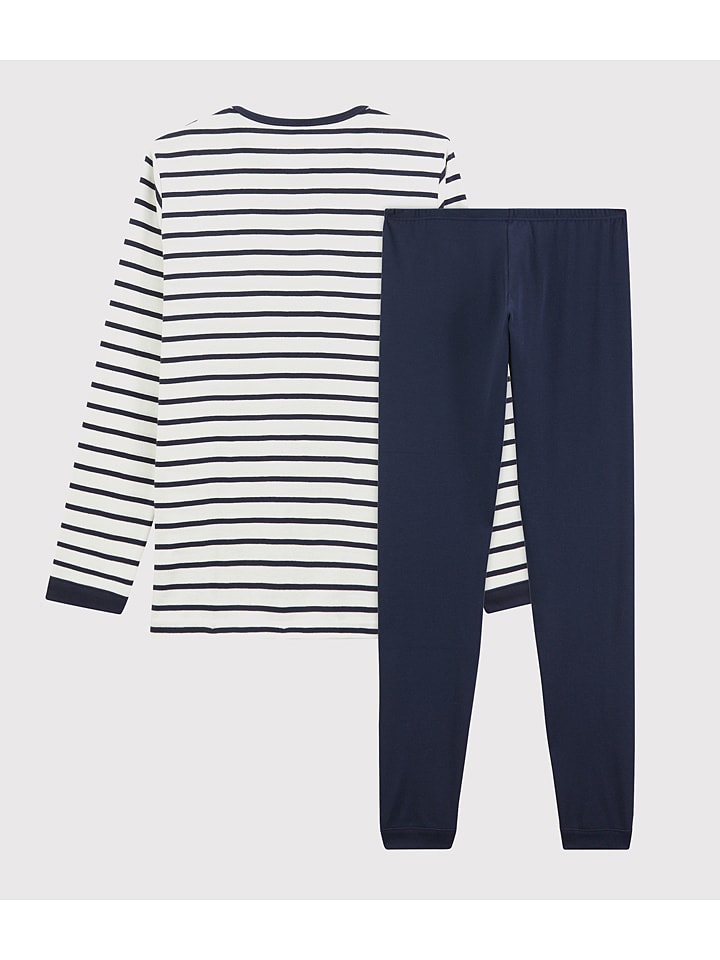 PETIT BATEAU Пижама темно-синего/кремового цвета — фото 3
