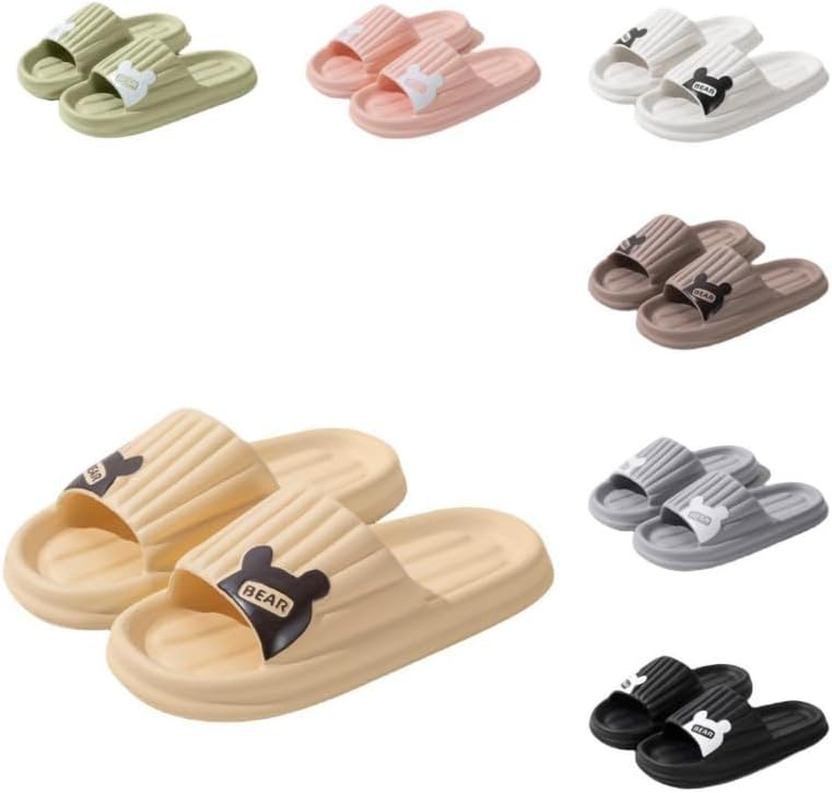 

Милые тапочки с медведем для женщин и мужчин, комфортные облачные слайдеры для дома и улицы, креативный дизайн, толстая подошва, мягкий отскок Albiva, светло-желтый