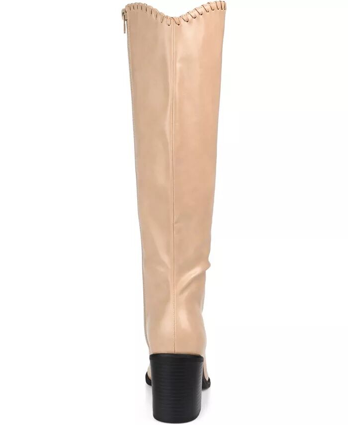 Женские ковбойские сапоги Daria Wide Calf до колена Journee Collection, коричневый/бежевый — фото 3