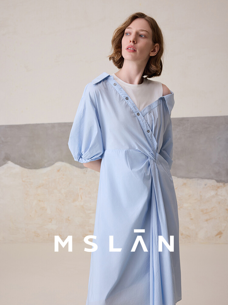 

Платье-рубашка Mslan с короткими рукавами, синий