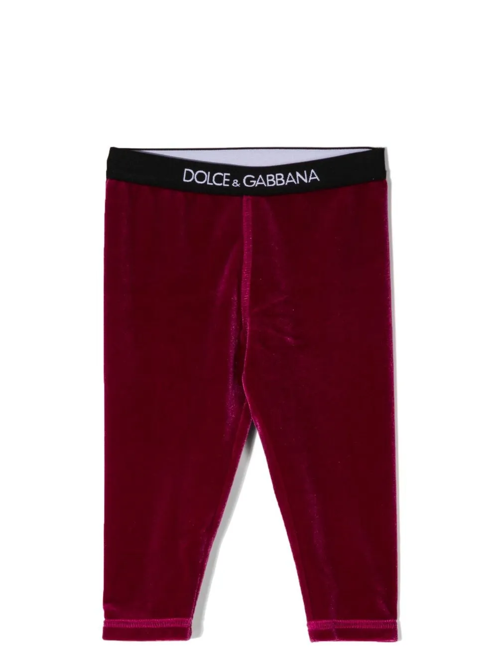 

Велюровые леггинсы с логотипом Dolce & Gabbana Kids, розовый