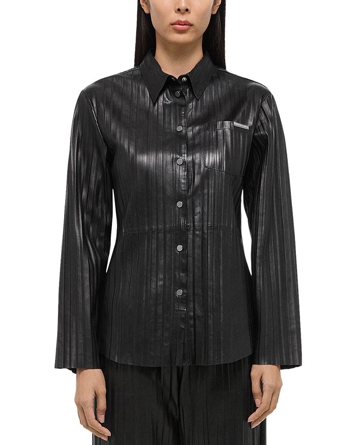 

Складчатая кожаная рубашка Helmut Lang, черный