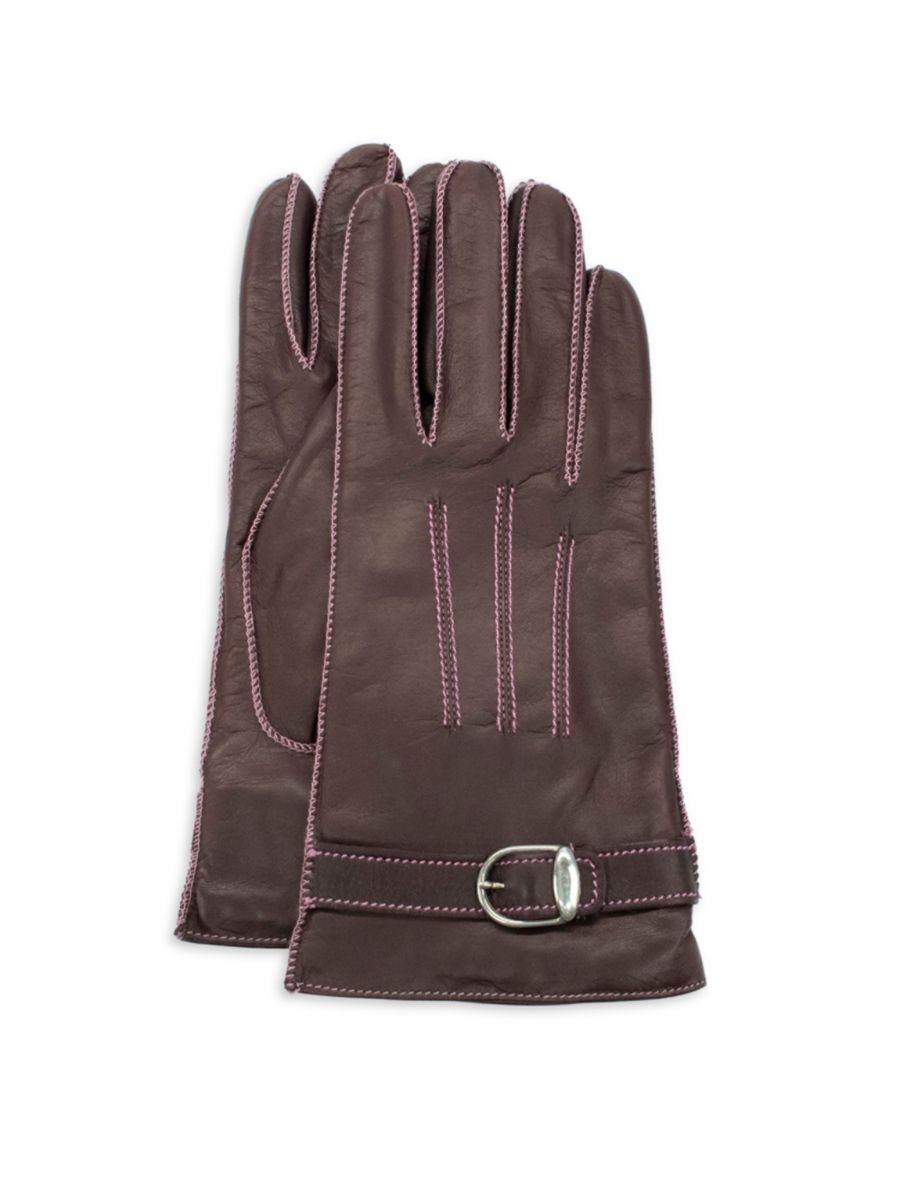 

Кожаные перчатки с поясом Portolano, цвет Oxblood